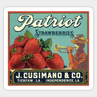 Vintage Patriot Strawberries Fruit Crate Label Sticker